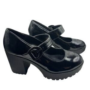 Soda Mary Jane Platform Chunky Black Heels Size 6.5